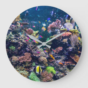 Tropical Beaches   Underwater Coral Reef Large Clock