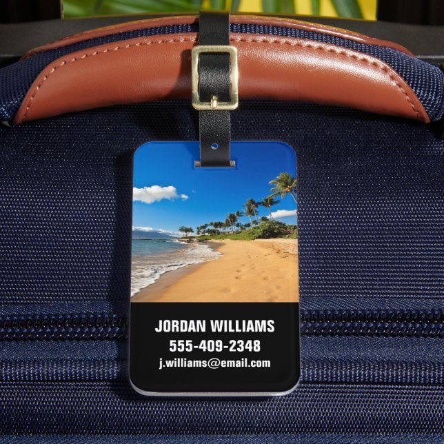 Tropical Beaches | Wailea, Maui, Hawaii Luggage Tag (Front Insitu 2)