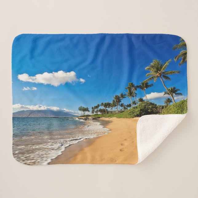Tropical Beaches | Wailea, Maui, Hawaii Sherpa Blanket (Front (Horizontal))