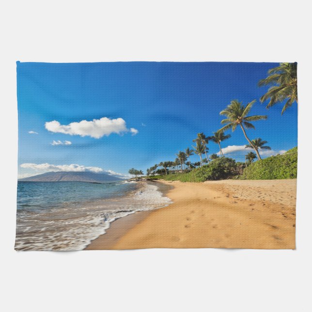 Tropical Beaches | Wailea, Maui, Hawaii Tea Towel (Horizontal)