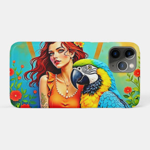 Tropical Beauty and Blue Parrot Design iPhone 11 Pro Case