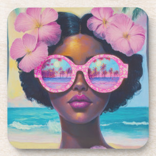 Tropical Beauty in Pink Shades Coaster