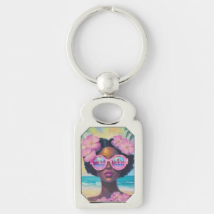 Tropical Beauty in Pink Shades Key Ring