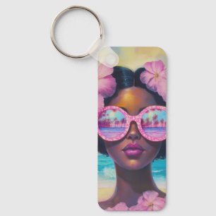 Tropical Beauty in Pink Shades Key Ring