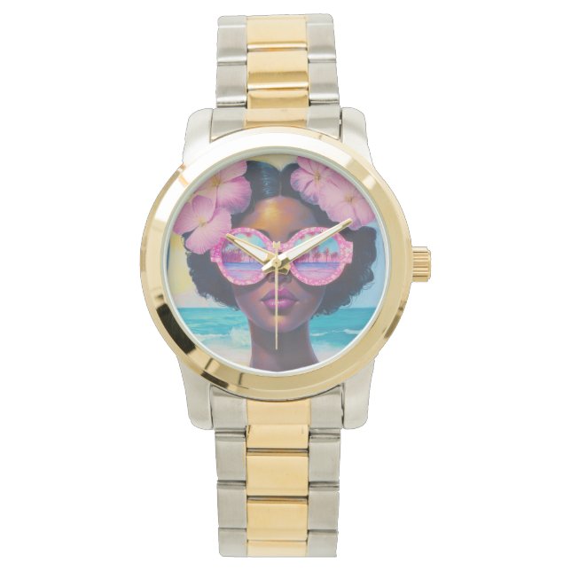 Tropical Beauty in Pink Shades Watch (Front)