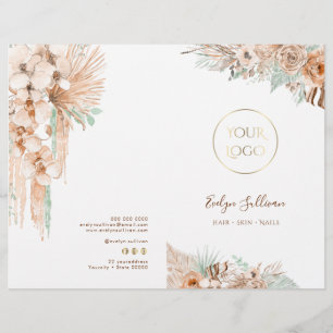 tropical beige and mint service menu brochure