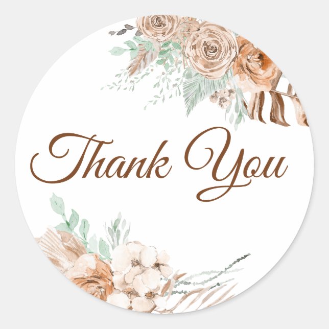 tropical beige and mint thank you sticker (Front)