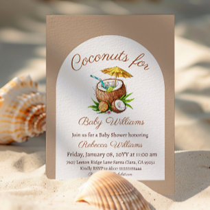 Tropical Beige Coconuts for Baby Shower Invitation