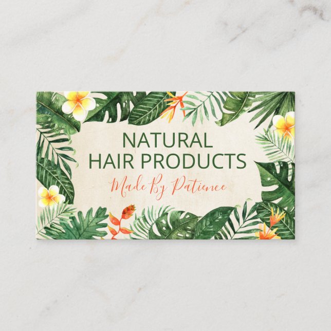 Tropical Beige Natural Handmade Hair Product Business Card (Front)