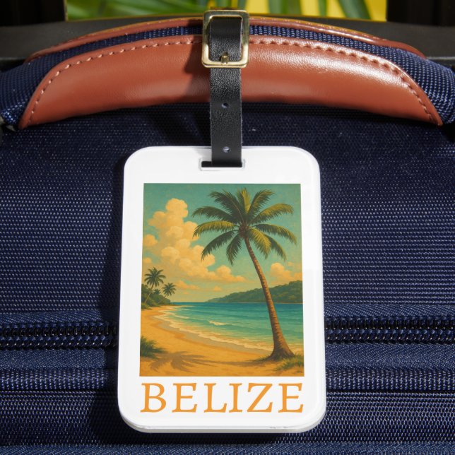 Tropical Belise Beach Caribbean Vacation Luggage Tag (Front Insitu 2)