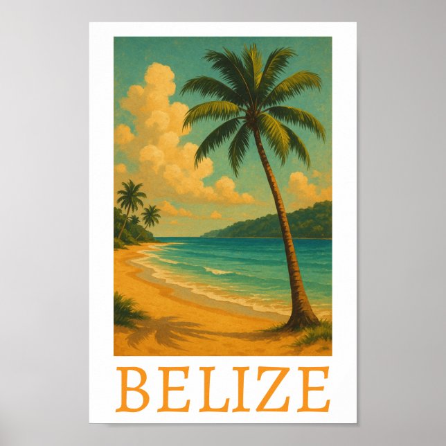 Tropical Belise Beach Caribbean Vacation Poster (Front)