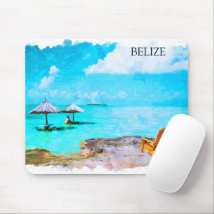 Tropical Belise Beach Vacation Mouse Mat
