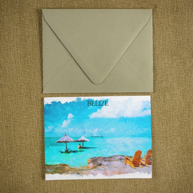 Tropical Belise Beach Vacation Postcard (belize tropical beach view postcard)
