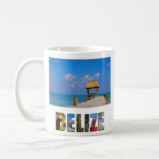 Tropical Belise Blue Sky Ocean Photo Coffee Mug (Left)