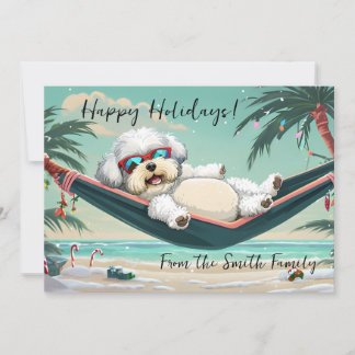 Tropical Bichon Holiday Card