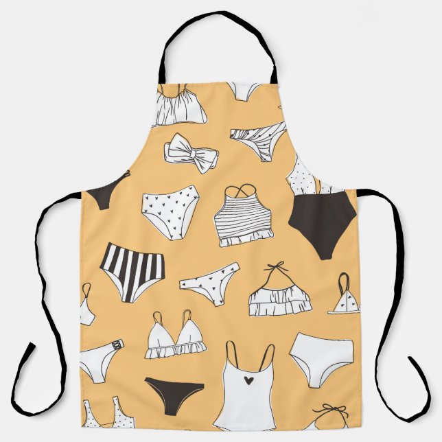 Tropical Bikini: Hand-Drawn Summer Pattern Apron (Front)