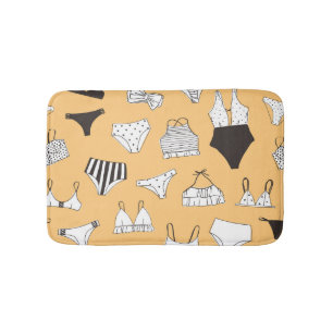 Tropical Bikini: Hand-Drawn Summer Pattern Bath Mat