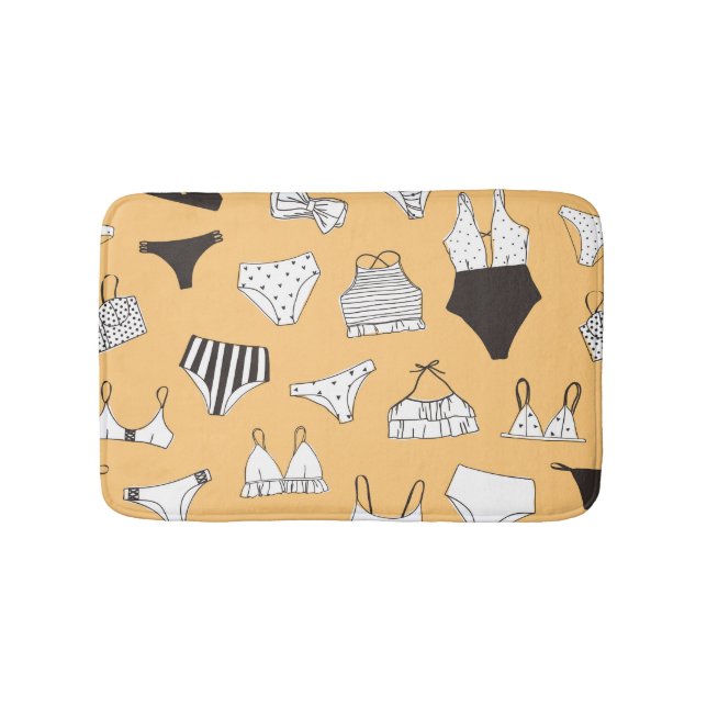 Tropical Bikini: Hand-Drawn Summer Pattern Bath Mat (Front)