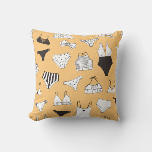 Tropical Bikini: Hand-Drawn Summer Pattern Cushion