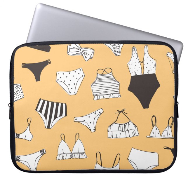 Tropical Bikini: Hand-Drawn Summer Pattern Laptop Sleeve (Front)