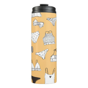 Tropical Bikini: Hand-Drawn Summer Pattern Thermal Tumbler
