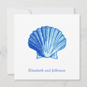 Tropical Bimini Blue Shell Wedding Invitation