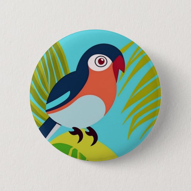 Tropical bird 6 cm round badge (Front)
