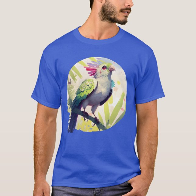 Tropical bird Acrylic painting parrot family T-Shirt (Front)