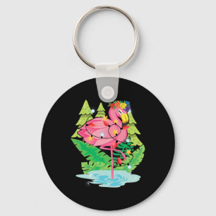 Tropical Bird Animal Flamingo Xmas Lights Christma Key Ring
