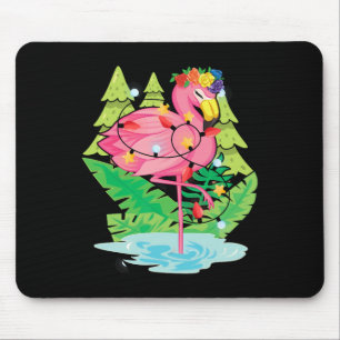 Tropical Bird Animal Flamingo Xmas Lights Christma Mouse Mat
