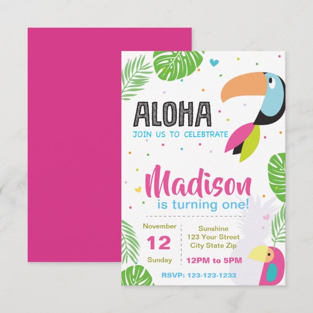 Tropical Bird Birthday Invitation (Front/Back)