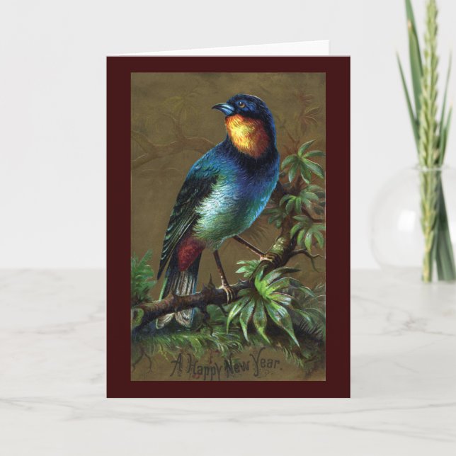 Tropical Bird Happy New Year Holiday Card (Front)