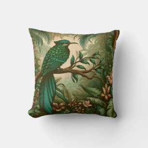 Tropical Bird in Lush Green Jungle 2 Cushion
