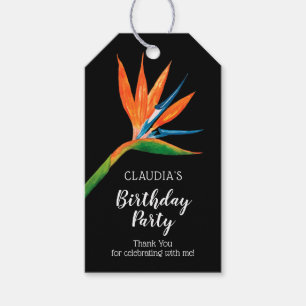Tropical Bird of Paradise Birthday Party Thank You Gift Tags
