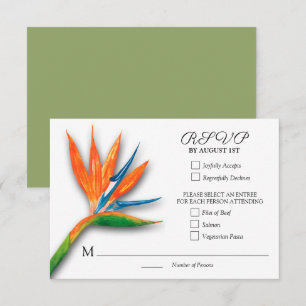 Tropical Bird of Paradise Botanical Wedding RSVP Card
