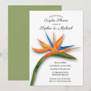 Tropical Bird of Paradise Couples Bridal Shower Invitation
