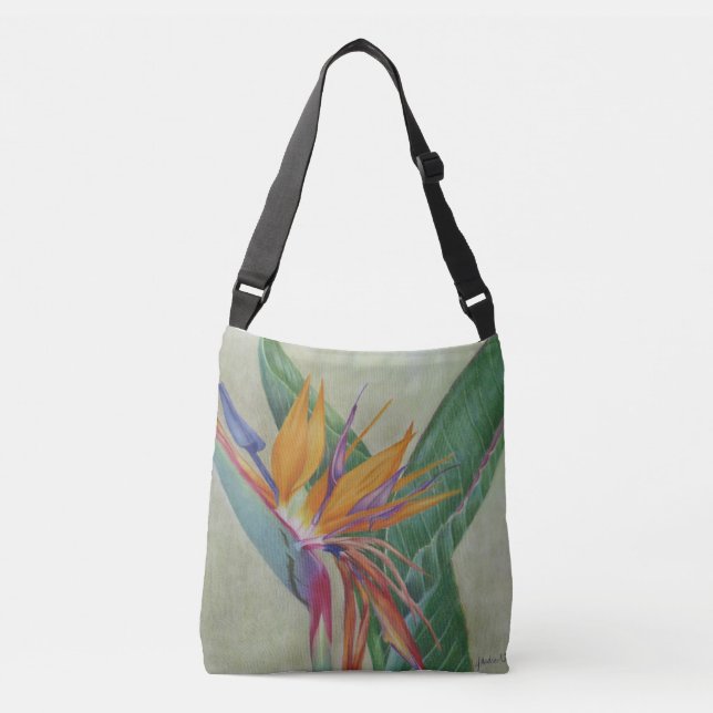 Tropical Bird of Paradise Crossbody Tote Bag (Front)