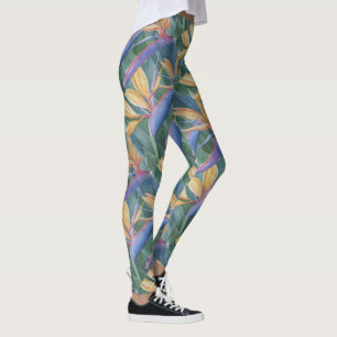 TROPICAL BIRD OF PARADISE FLORAL LEGGINGS