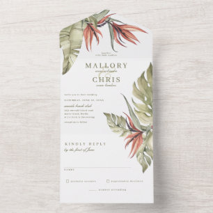 Tropical Bird of Paradise Floral Wedding All In One Invitation