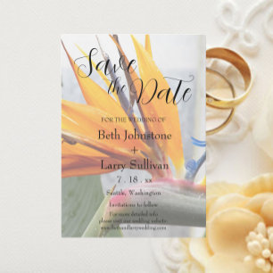 Tropical Bird of Paradise Floral Wedding Save The Date