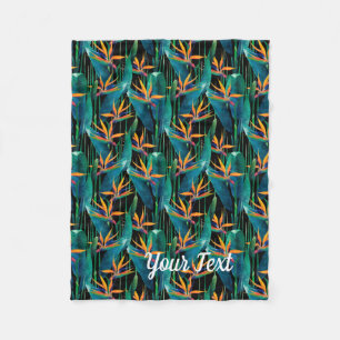 Tropical Bird of Paradise Flowers Fleece Blanket