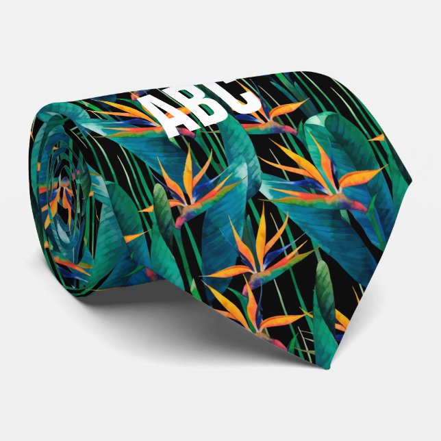 Tropical Bird of Paradise Flowers Tie (Rolled)