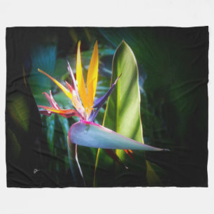 Tropical Bird of Paradise Hawaii Flower Floral Fleece Blanket