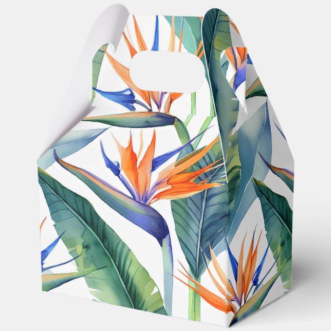 Tropical Bird of Paradise pattern Favour Box (Back)