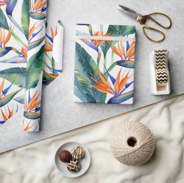Tropical Bird of Paradise pattern Wrapping Paper (Crafts)