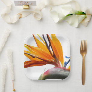Tropical Bird of Paradise Plant Floral Paper Plate