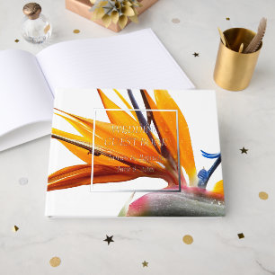 Tropical Bird of Paradise Plant Floral Wedding Guest Book