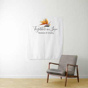 Tropical Bird of Paradise Plant Floral Wedding Tapestry
