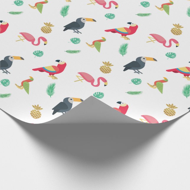 Tropical Bird & Pineapple Wrapping Paper Gift Wrap (Corner)