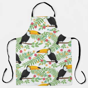 Tropical bird seamless pattern background. Toucan Apron